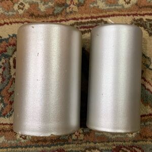 Crate&Barrel Matte Metallic Silver Pillar Bougue Candle 4" x 6" and 3" x 6"
